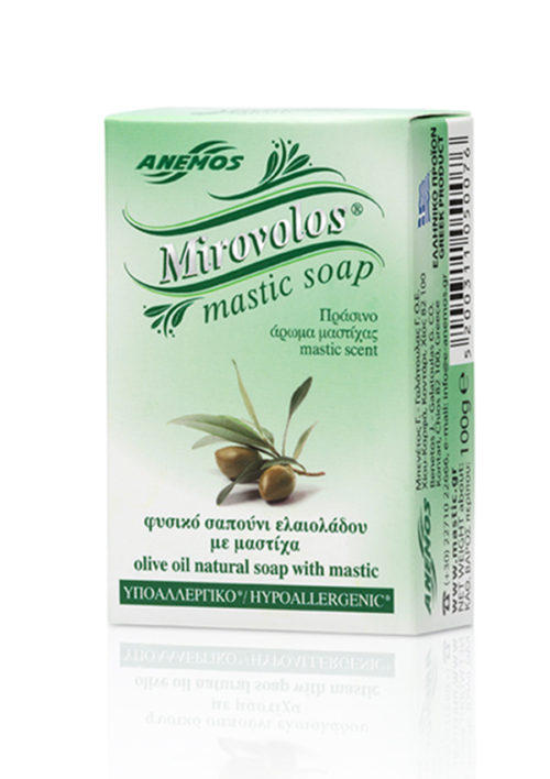Green Mirovolos olive oil soap with mastic