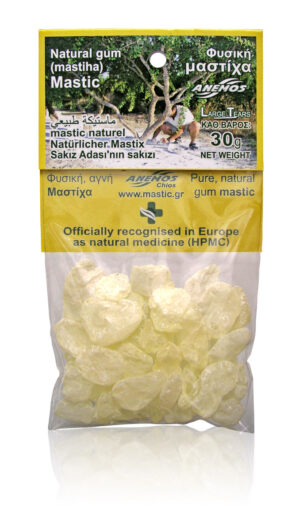 Mastic naturel en blister. Sachet 30g (Grosses larmes – Taille No1)