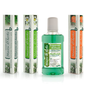 3 natural toothpastes + mouthwash with Mastic & herbs